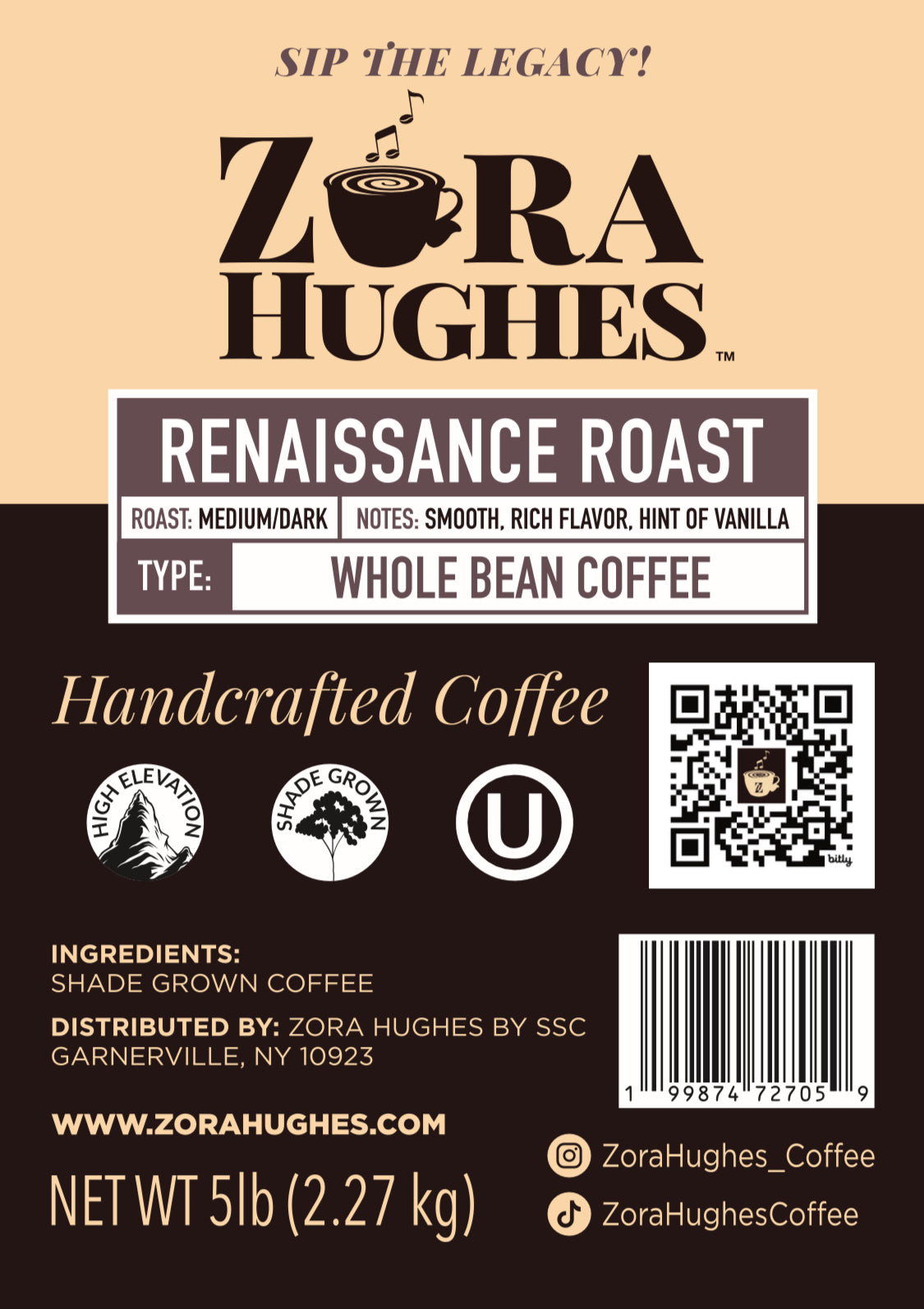 Renaissance Roast - 5lb Whole Bean Coffee – ZoraHughes, LLC.